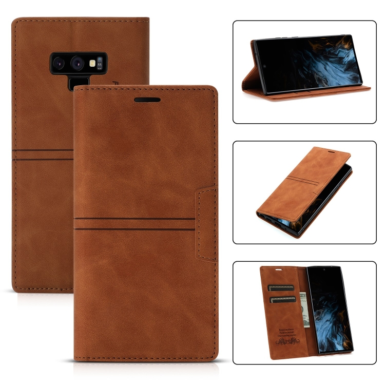 

For Samsung Galaxy Note9 Dream Magnetic Suction Business Horizontal Flip PU Leather Case with Holder & Card Slot & Wallet(Brown)