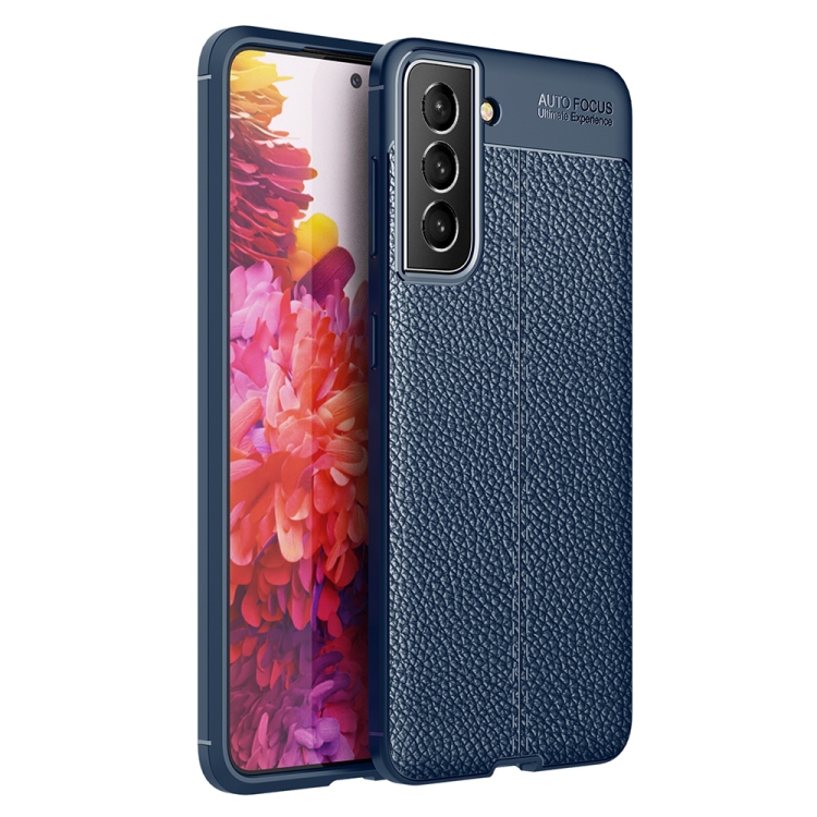 

For Samsung Galaxy S22 Litchi Texture TPU Shockproof Case(Blue)