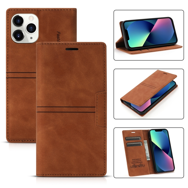 

Dream Magnetic Suction Business Horizontal Flip PU Leather Case with Holder & Card Slot & Wallet For iPhone 13(Brown)