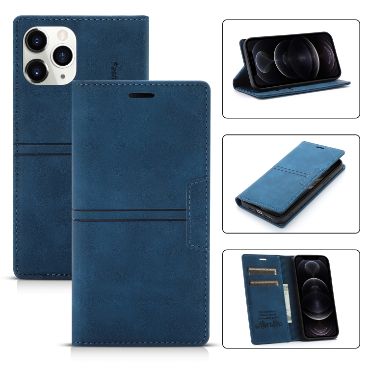 

Dream Magnetic Suction Business Horizontal Flip PU Leather Case with Holder & Card Slot & Wallet For iPhone 12 / 12 Pro(Blue)