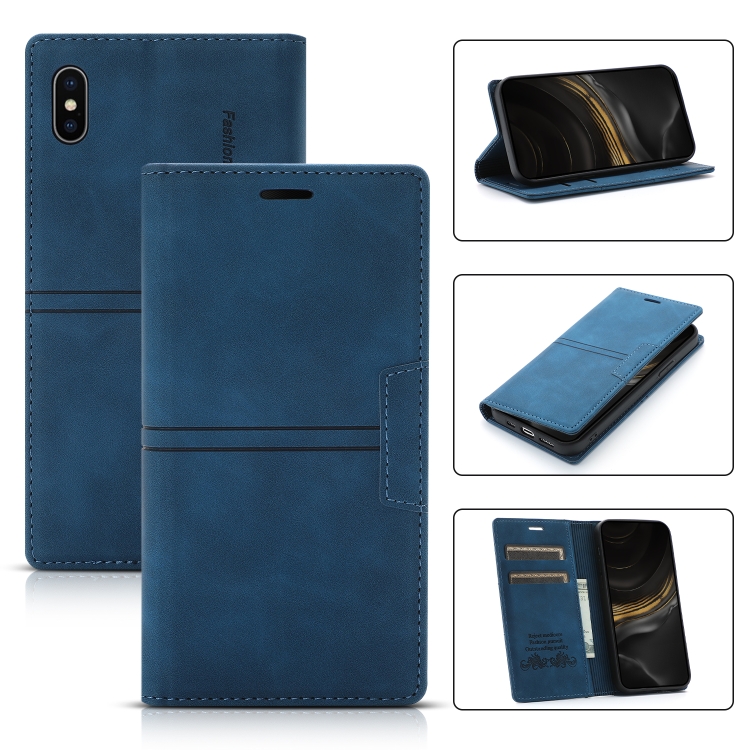 

Dream Magnetic Suction Business Horizontal Flip PU Leather Case with Holder & Card Slot & Wallet For iPhone XS Max(Blue)