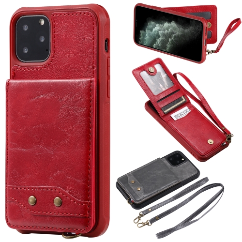 

For iPhone 11 Pro Vertical Flip Wallet Shockproof Back Cover Protective Case with Holder & Card Slots & Lanyard & Photos Frames(Red)