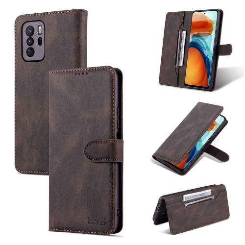 

For Xiaomi Redmi Note 10 Pro 5G / Poco X3 GT AZNS Dream II Skin Feel PU+TPU Horizontal Flip Leather Case with Holder & Card Slots & Wallet(Coffee)