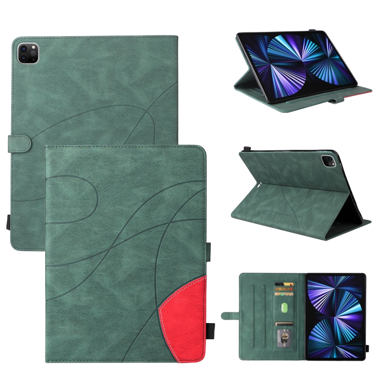 

Dual-color Splicing Horizontal Flip PU Leather Case with Holder & Card Slots For iPad Pro 12.9 (2020/2021/2018)(Green)