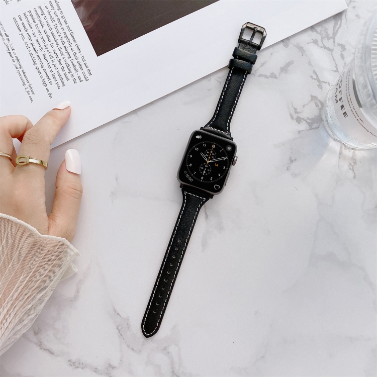Sewing Plain Weave Small Waist Leather Replacement Strap Watchband For Apple Watch Series 7 45mm / 6&SE&5&4 44mm / 3&2&1 42mm(Black)
Sewing Plain Weave Small Waist Leather Replacement Strap Watchband For Apple Watch Series 7 45mm / 6&SE&5&4 44mm / 3&2&1 42mm(Black)
