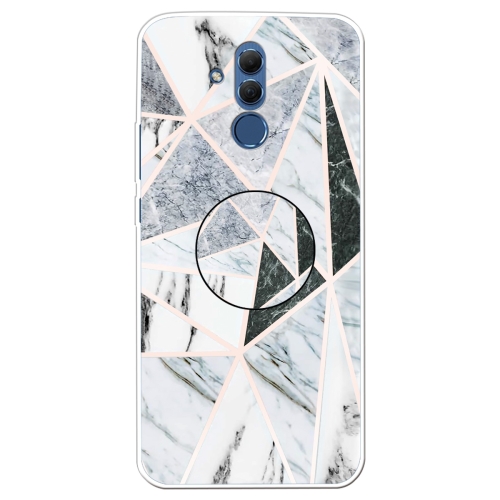 

For Huawei Mate 20 Lite Embossed Varnished Marble TPU Protective Case with Holder(Polytriangle)