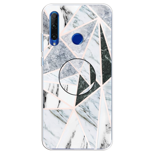 

For Huawei P Smart+ 2019 Embossed Varnished Marble TPU Protective Case with Holder(Polytriangle)