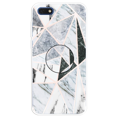 

For Huawei Y5 Lite 2018 Embossed Varnished Marble TPU Protective Case with Holder(Polytriangle)