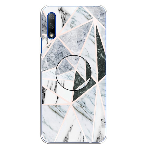 

For Huawei Honor 9X & 9X Pro Embossed Varnished Marble TPU Protective Case with Holder(Polytriangle)