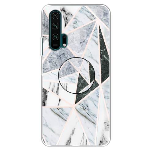 

For Huawei Honor 20 Pro Embossed Varnished Marble TPU Protective Case with Holder(Polytriangle)