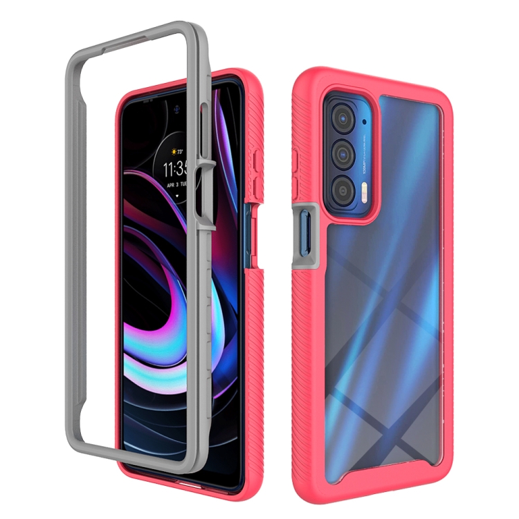 

For Motorola Edge 2021 Starry Sky Solid Color Series Shockproof PC + TPU Protective Case(Light Red)