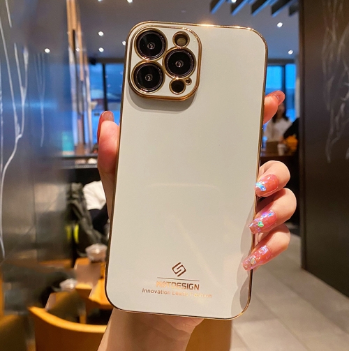 

Electroplating Metal Frame Precise Hole TPU Protective Case For iPhone 13 mini(White)
