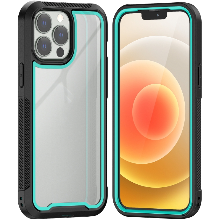 

Colorful Border TPU + PC Full Coverage Protective Case For iPhone 13 Pro(Dark Green)