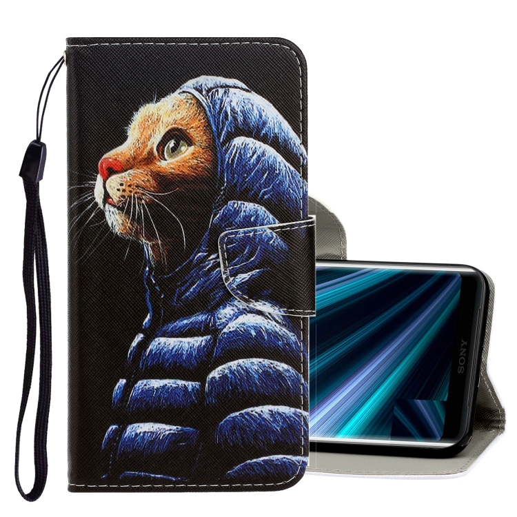 

For Sony Xperia 20 3D Colored Drawing Horizontal Flip PU Leather Case with Holder & Card Slots & Wallet(Down Jacket Cat)