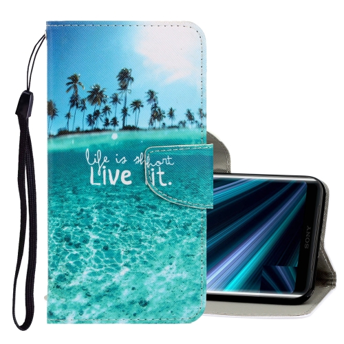 

For Sony Xperia XZ3 3D Colored Drawing Horizontal Flip PU Leather Case with Holder & Card Slots & Wallet(Coconut Tree)