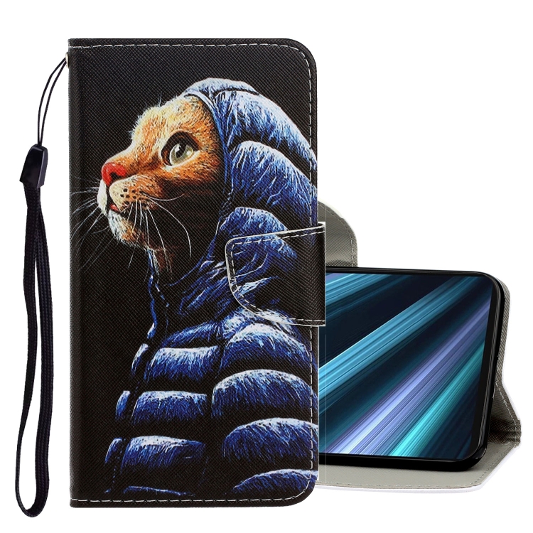 

For Sony Xperia XZ4 3D Colored Drawing Horizontal Flip PU Leather Case with Holder & Card Slots & Wallet(Down Jacket Cat)