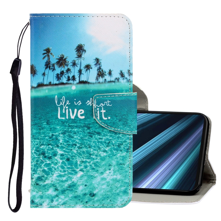 

For Sony Xperia XZ5 3D Colored Drawing Horizontal Flip PU Leather Case with Holder & Card Slots & Wallet(Coconut Tree)