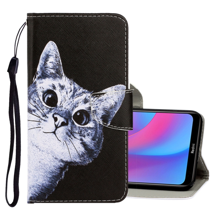 

For Xiaomi Redmi 8A 3D Colored Drawing Horizontal Flip PU Leather Case with Holder & Card Slots & Wallet(Curious Cat)