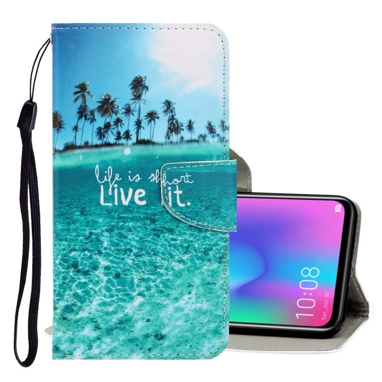 

For Huawei Honor 10 Lite 3D Colored Drawing Horizontal Flip PU Leather Case with Holder & Card Slots & Wallet(Coconut Tree)