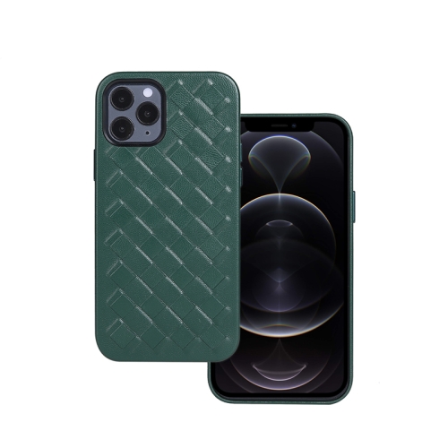 

Woven Texture Sheepskin Leather Back Cover Full-wrapped Shockproof Case For iPhone 12 / 12 Pro(Green)