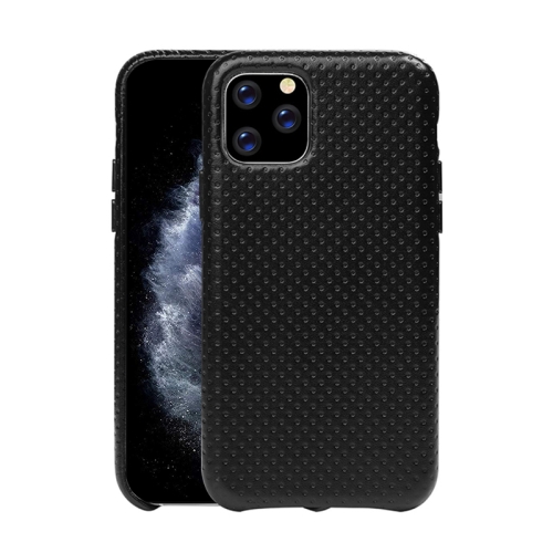 

Mesh Texture Cowhide Leather Back Cover Semi-wrapped Shockproof Case For iPhone 11 Pro(Black)