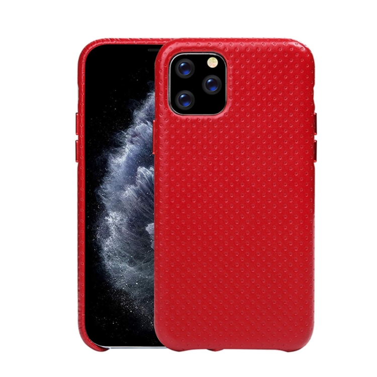 

Mesh Texture Cowhide Leather Back Cover Semi-wrapped Shockproof Case For iPhone 11 Pro(Red)