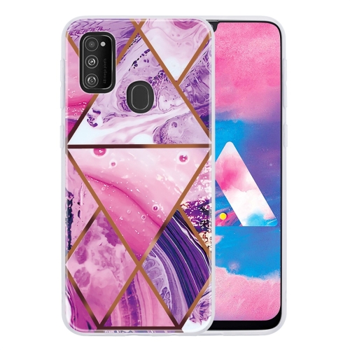 

For Galaxy M30s Geometric Marble Series Frosted Translucent TPU Protective Case(Purple)