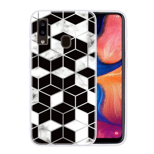 

For Galaxy A20e Geometric Marble Series Frosted Translucent TPU Protective Case(Cube)