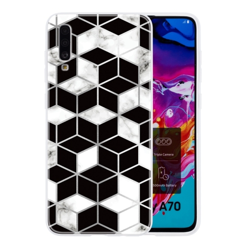 

For Galaxy A70 Geometric Marble Series Frosted Translucent TPU Protective Case(Cube)