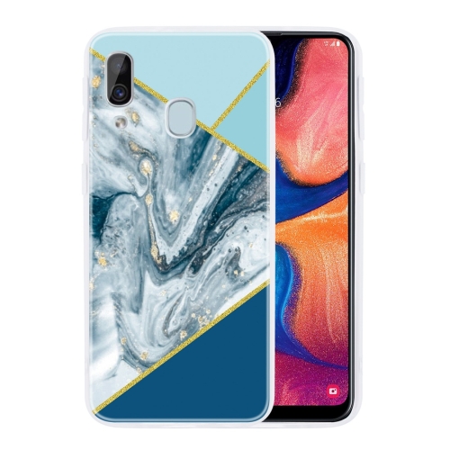 

For Galaxy A40 Geometric Marble Series Frosted Translucent TPU Protective Case(Rust)