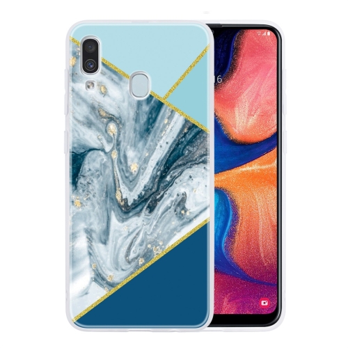 

For Galaxy A20 Geometric Marble Series Frosted Translucent TPU Protective Case(Rust)