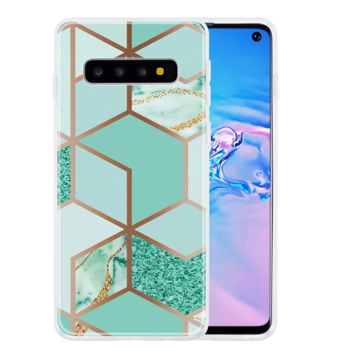 

For Galaxy S10 Geometric Marble Series Frosted Translucent TPU Protective Case(Green)