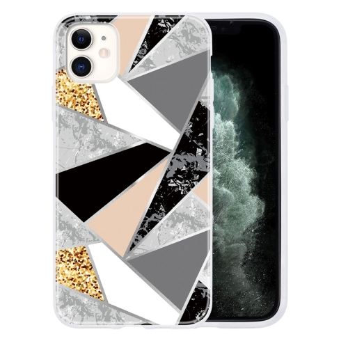 

For iPhone 11 Geometric Marble Series Frosted Translucent TPU Protective Case(Gold Powder)