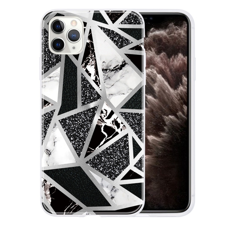 

For iPhone 11 Pro Max Geometric Marble Series Frosted Translucent TPU Protective Case(Black White Grey)