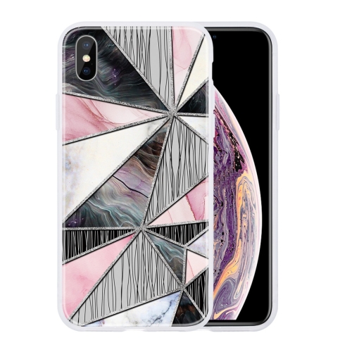 

For iPhone XS Max Geometric Marble Series Frosted Translucent TPU Protective Case(Grey Triangle)