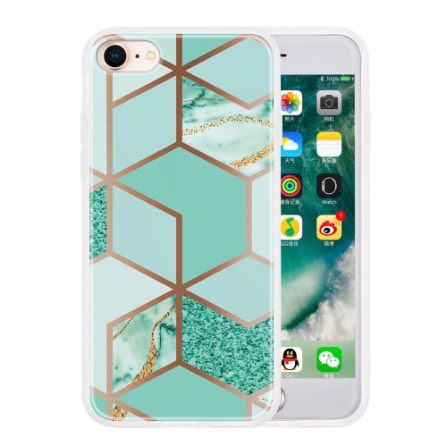 

For iPhone 7 / 8 Geometric Marble Series Frosted Translucent TPU Protective Case(Green)