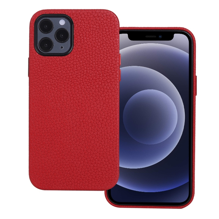 

Litchi Texture Cowhide Leather Back Cover Full-wrapped Shockproof Case For iPhone 12 mini(Red)
