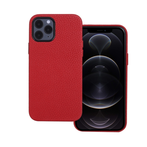 

Litchi Texture Cowhide Leather Back Cover Full-wrapped Shockproof Case For iPhone 12 / 12 Pro(Red)