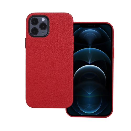 

Litchi Texture Cowhide Leather Back Cover Full-wrapped Shockproof Case For iPhone 12 Pro Max(Red)