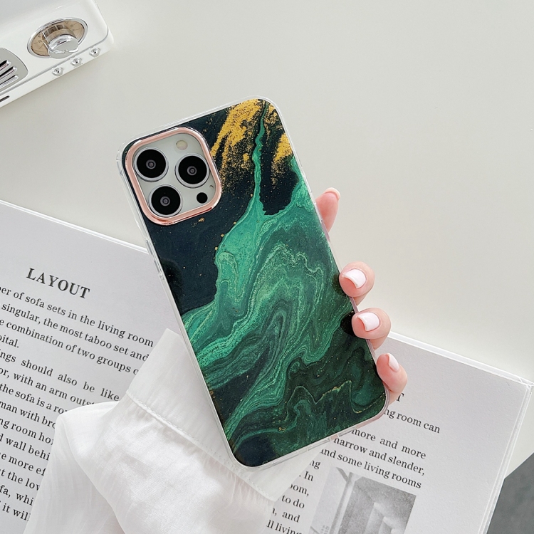 

Marble Pattern Dual-side Laminating TPU Protective Case For iPhone 13(Green)