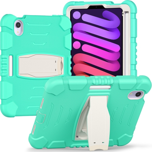 

3-Layer Protection Screen Frame + PC + Silicone Shockproof Combination Case with Holder For iPad mini 6(Mint Green)