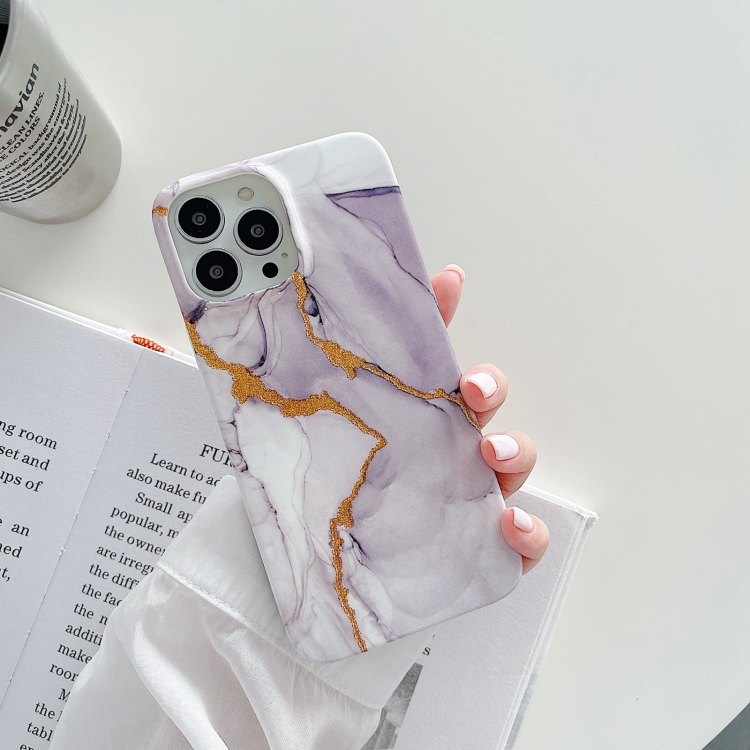 

Marble Flash Gold Pattern TPU Shockproof Protective Case For iPhone 13 Pro(Grey)