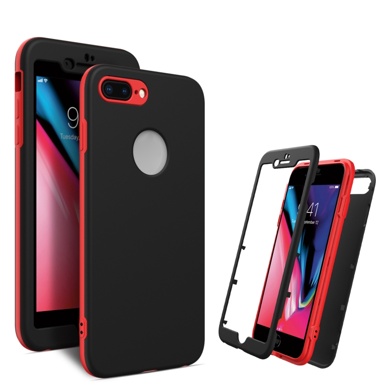 

360 Degrees Full Package PC + TPU Combination Case For iPhone 8 Plus & 7 Plus(Red+Black)