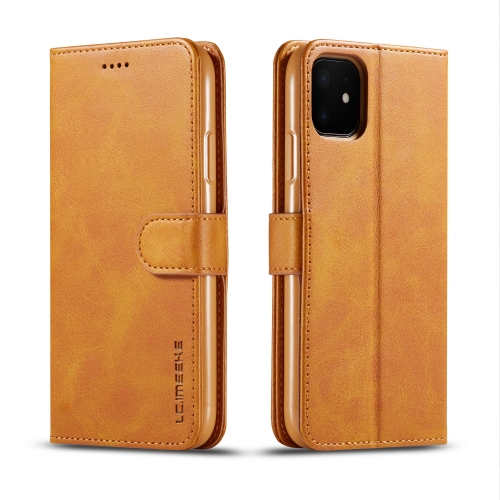 

For iPhone 11 LC.IMEEKE Calf Texture Horizontal Flip Leather Case, with Holder & Card Slots & Wallet(Yellow)