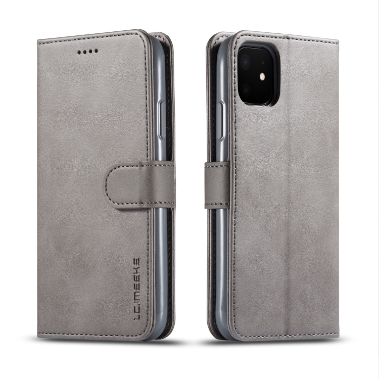 

For iPhone 11 LC.IMEEKE Calf Texture Horizontal Flip Leather Case, with Holder & Card Slots & Wallet(Grey)