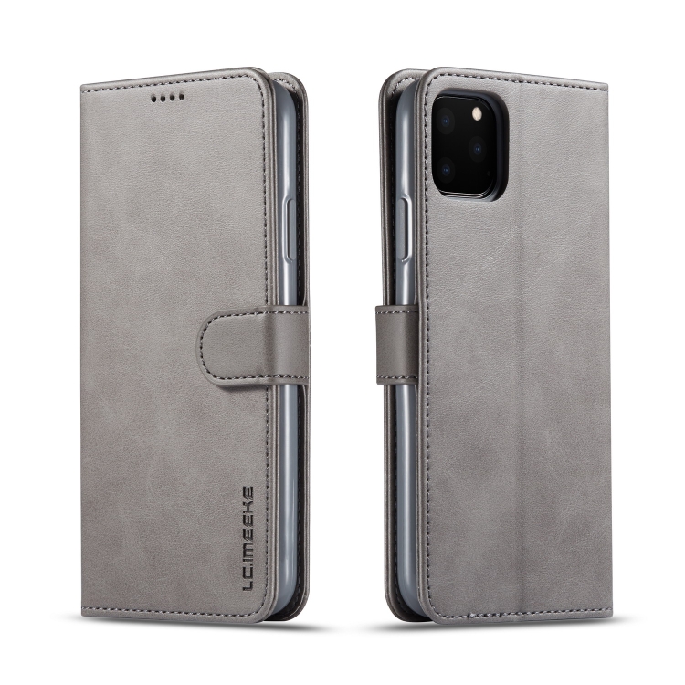 

For iPhone 11 Pro Max LC.IMEEKE Calf Texture Horizontal Flip Leather Case, with Holder & Card Slots & Wallet(Grey)