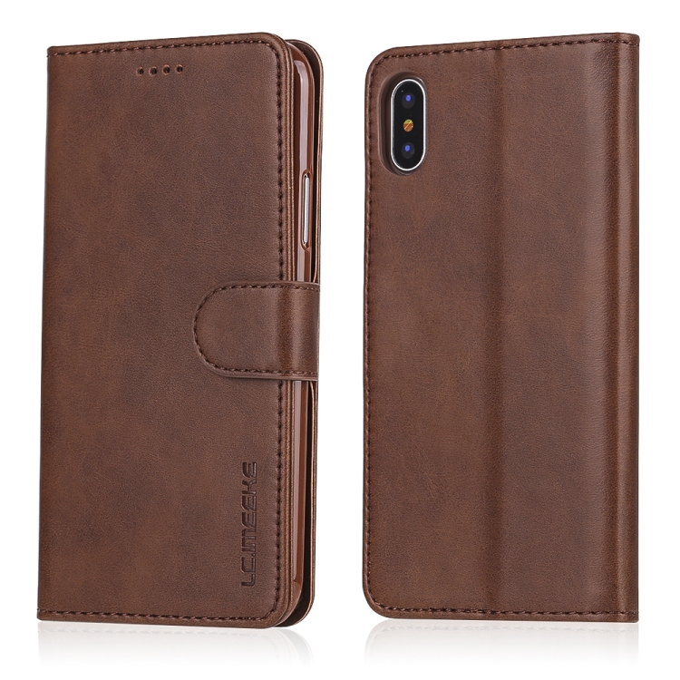 

For iPhone XR LC.IMEEKE Calf Texture Horizontal Flip Leather Case, with Holder & Card Slots & Wallet(Brown)