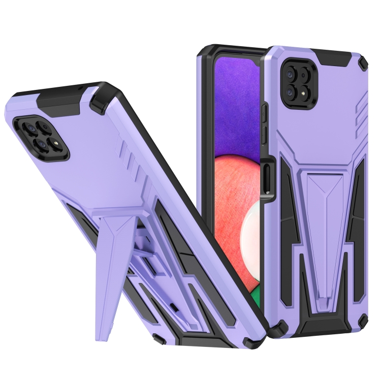 

For Samsung Galaxy A22 5G Super V Armor PC + TPU Shockproof Case with Invisible Holder(Purple)