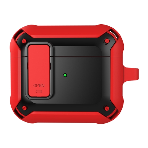 

Wireless Earphones Shockproof Bumblebee Silicone Protective Case with Switch & Hook For AirPods 3(Red Black)