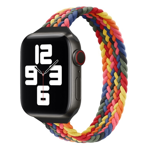 

Small Waist Single Loop Nylon Braid Replacement Watchband For Apple Watch Series 7 45mm / 6&SE&5&4 44mm / 3&2&1 42mm, Size:S 145mm(Colorful)